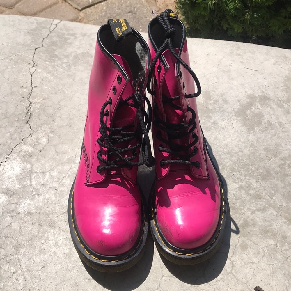 Pink patent leather Dr. Martens.